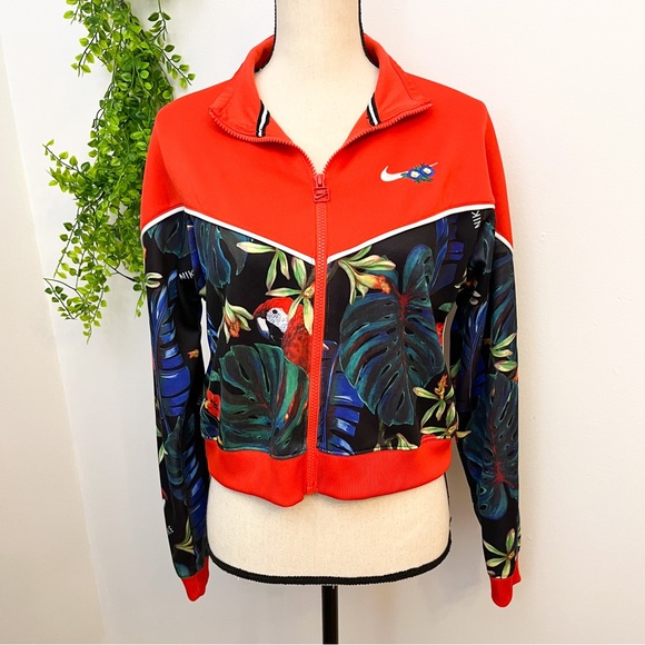 Nike Jackets & Blazers - Nike Tropical Embroidered Cropped Half Zip Medium